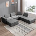 thumbnail image 4 of ijuicy Convertible Sectional Sofa with Ajustable Backrest, U/L Shaped Modular Sofa Set, Oversized Sectional Couch, U/L Shaped Sectional Sleeper Sofa for Living Room Apartment, Dark Grey, 4 of 7