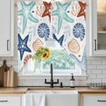 thumbnail image 2 of Teal Blue Brown Starfish Coastal Kitchen Window Curtains, Swag Curtains Valance for Bedroom Living Room Bathroom, Summer Beach Nautical Coral Sea Rod Pocket Window Block Drapes 2 Panels 36"x36", 2 of 6