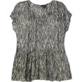 thumbnail image 1 of Lucky Brand Blusa estampada con peplum para mujer, marrón, pequeña, 1 of 2