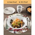 thumbnail image 3 of 13 Inch Round Placemats Set of 6, Christmas Non Slip Heat Insulation PP Table Mats, Xmas Snowman Truck Snowflake Tree Balls Rustic Washable Place Mats for Kitchen Dining Party Table Decor, 3 of 7