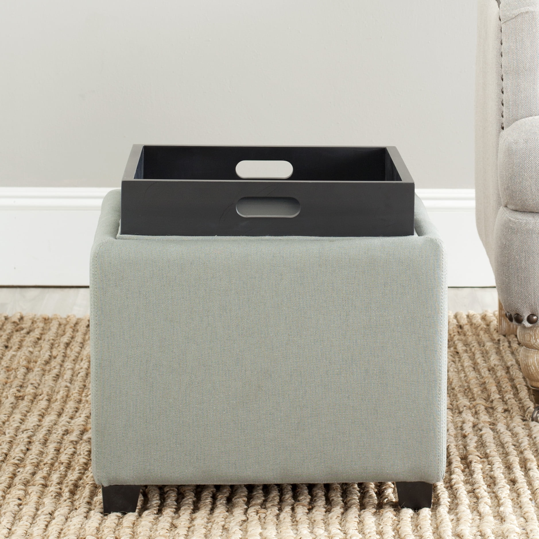 Safavieh Harrison Rustic Glam Single Tray Storage Ottoman