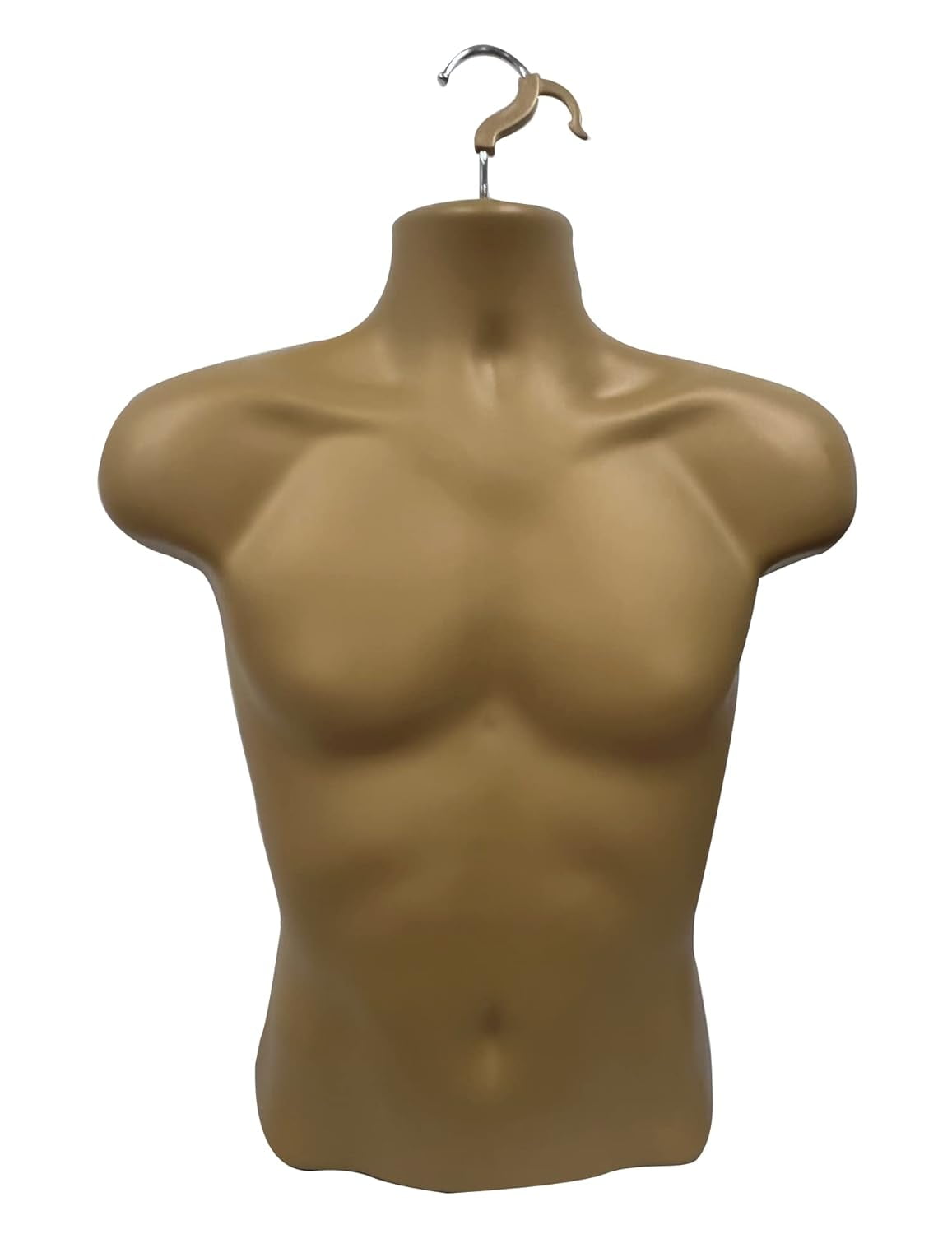 DisplayTown Bronze Male Mannequin Long Torso with Stand Dress Form Tshirt Display Countertop Hollow Back Body with Metal Pole & Hanging Hook S-M Clothing Sizes (Set of 1)