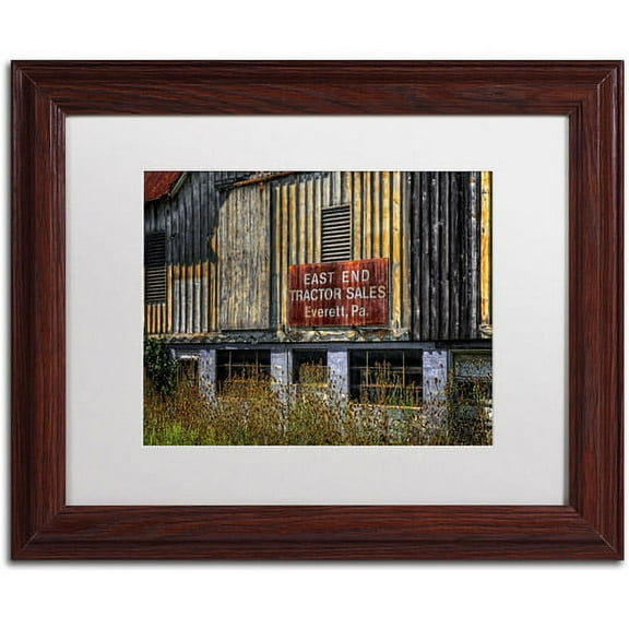Trademark Fine Art "East End Tractor Sales" Canvas Art by Lois Bryan, White Mat, Wood Frame
