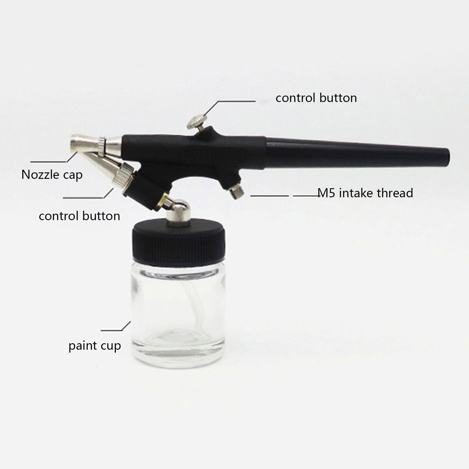 Airbrush Kit Mini Single Action Air Brush Set Siphon Feed 0.8mm Paint for w/ Hose 22cc Fluid Cups for Makeup H