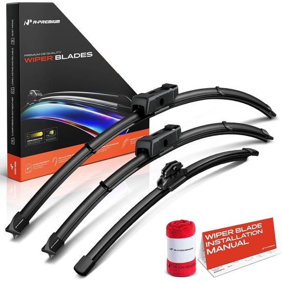 A-Premium Windshield Wiper Blades with Wear Indicator & Towel - Compatible with Audi Q7 2016-2024 - Front Rear Wipers Blade Set for 26"/20"/15", TLPN/FR_DA Arm Connector, Pack of 3
