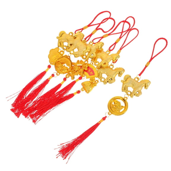 OFFIGAM Chinese New Year Horse Tassels Good Ornaments 6 Pieces Decorative Plastic Charms