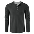 thumbnail image 4 of Mens Waffle Long Sleeve Shirt Casual Button Down Thermal Henley Shirts Lightweight Plain Fall Tshirts Pullover, 4 of 7