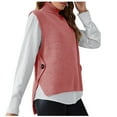 thumbnail image 2 of 2026 Tops Vest for Women Turtleneck Tank Top Sweater for Women Sleeveless Wear Solid Color Knit Vest Sweater Top Pink Xl, 2 of 3