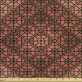 thumbnail image 1 of Ethnic Fabric by the Yard, Victorian Themed Geometric Ornaments from Triangles and Squares, Decorative Upholstery Fabric for Sofas and Home Accents, Mustard Dark Grey and Coral by Ambesonne, 1 of 5