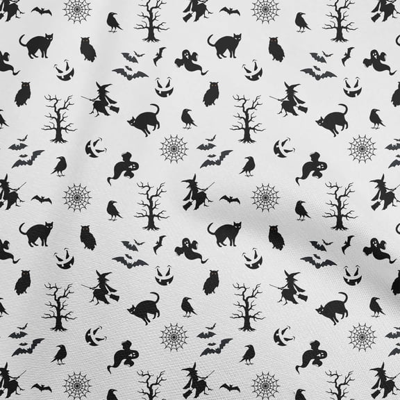 oneOone Polyester Spandex White Fabric Halloween Sewing Material Print Fabric By The Yard 56 Inch Wide