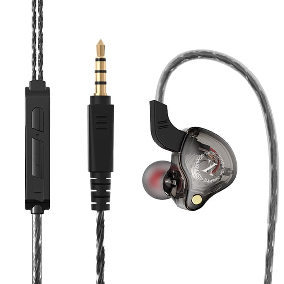 Decodeary Wired Earphones Portable Silicone Cover In-ear Headphone Indoor Outdoor Singing Exercising Headset with Microphone Black 1Set