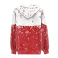 thumbnail image 4 of Suhoaziia Women's Hoodies Zip Up Ugly Christmas Red and White Stitching Snowflake Pattern Coat Winter Lightweight Thin Long Sleeve Sweatshirts Jacket with Pocket Size 5XL, 4 of 6