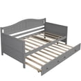 thumbnail image 2 of Twin Daybed with Trundle, Sofa Bed for Bedroom Living Room, Wood Platform Bed with Guardrail, Gray, 2 of 8