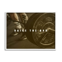 Stupell Industries Raise The Bar Motivational Bodybuilder Graphic Art White Framed Art Print Wall Art, Design by Jacob Green