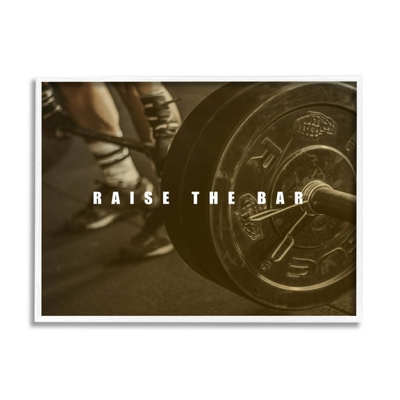 Stupell Industries Raise The Bar Motivational Bodybuilder Graphic Art White Framed Art Print Wall Art, Design by Jacob Green