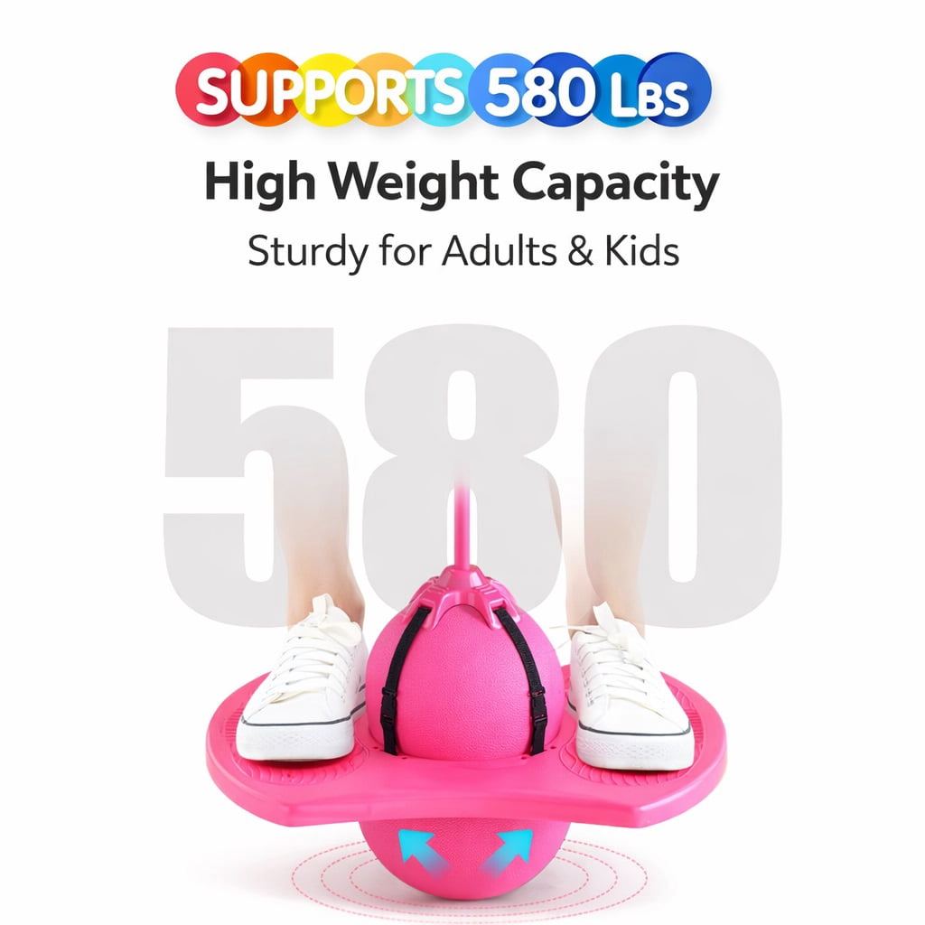Balance Jumping Ball with Handle – 11.4 in High-Density Durable Ball, 15 in Non-Slip Pedal, 644 lbs Weight Capacity, Full-Body Fitness, Balance & Coordination, Home & Gym Workout.