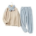 thumbnail image 1 of Pijamas de lana de coral de gran tamaño para mujer, pijamas de mujer de manga larga de otoño e invierno, ropa para el hogar, 1 of 6
