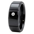 thumbnail image 1 of Bague Biseautée en Céramique Noire avec CZ - Taille 13, 1 of 1
