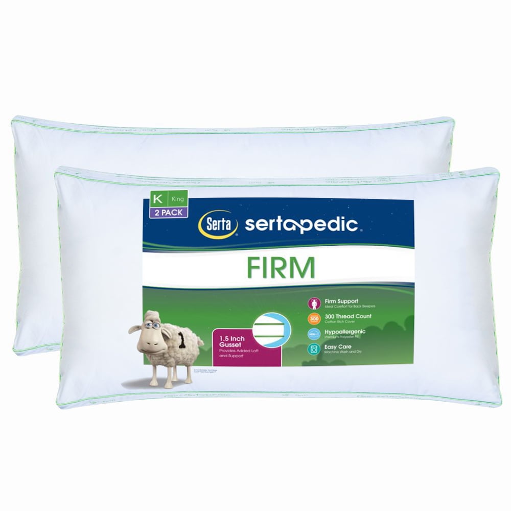 Sertapedic Firm Pillow, Set of 2, King Size White