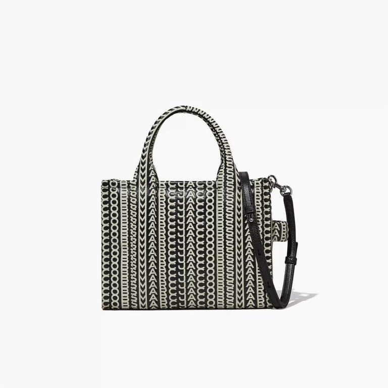 Marc Jacobs Monogram Leather Tote Bag (Small, Black,White
