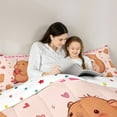 thumbnail image 4 of Homewish Kawaii Capibara Teens Bedding Comforter Set 7pcs, Funny Cartoon Animal Queen Bedding Sets, Strawberry Fruit Reversible Queen Sheet Sets, Microfiber Bedroom Decor, 4 of 7