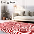 thumbnail image 2 of ODIKA 4'x6' Machine Washable Non-Slip Area Rug, Peppermint Swirl Patterned Entrance with Festive Stripe Motifs High Traffic Rug, Red, 628500, 2 of 7