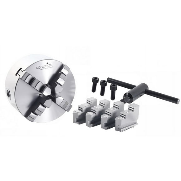 Accusize 5 inch/125 mm High Precision 4-Jaw Self-Centering Lathe Chuck, 1.181 inch Centre Hole, 6557-0005