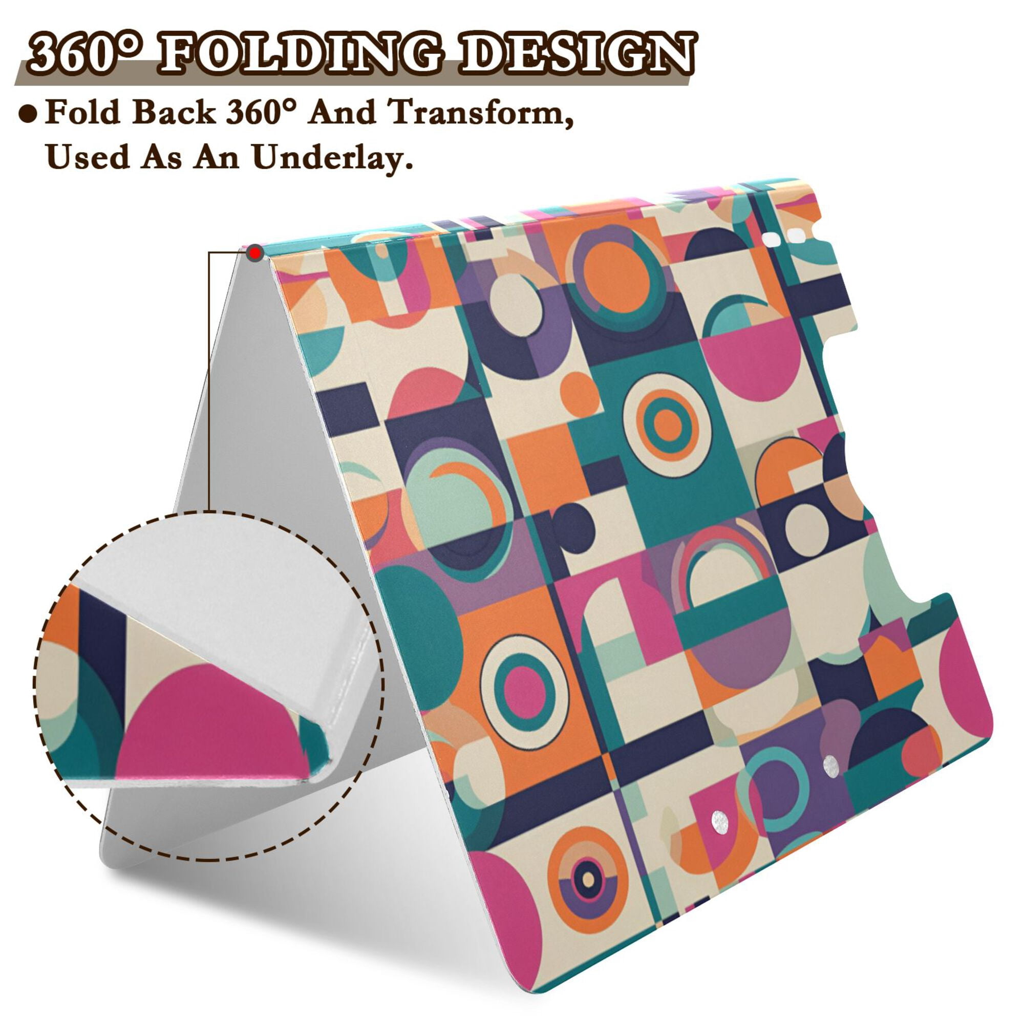 FORMRS A4 Clipboard Folder with Pen Holder Horizontal Foldable School Office Binder, Orange Geometric