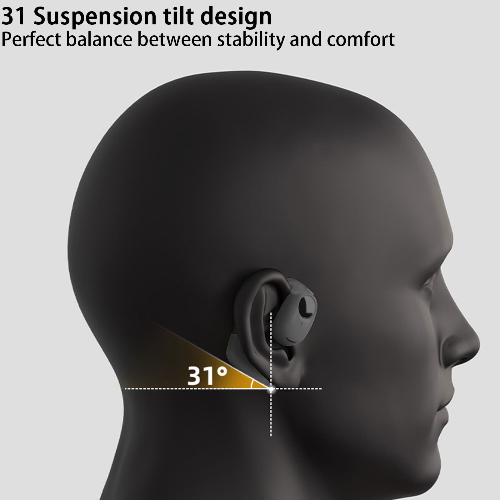 Open Ear Clip Wireless Earbuds Bluetooth 5.4, Lightweight Comfort Sports Bone Conduction Headphones Built-in Mic for Clear Audio, Stable Fit Earphones 24H Play(Black)