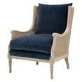 thumbnail image 2 of Wooden Cane Frame Club Chair with Padded Seat, Blue and Brown, 2 of 5