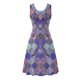 thumbnail image 5 of Vestido casual de verano para mujer, sin mangas, hasta la rodilla, plisado, cuello redondo, estampado Fridja hjkh2410, 5 of 5