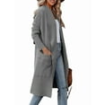 thumbnail image 3 of Women'S Open Front Knited Loose Cardigan Casual Long Sleeve Draped Knit Pockets Long Jackets Sweater Grey XXL, 3 of 10