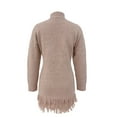 thumbnail image 4 of Women's Fall Winter Fringed High Neck Knit Sweater Dress, Fashionable and Chic Sweater Dress with Fringe Details for a Trendy Casual Appearance,Beige,L, 4 of 4