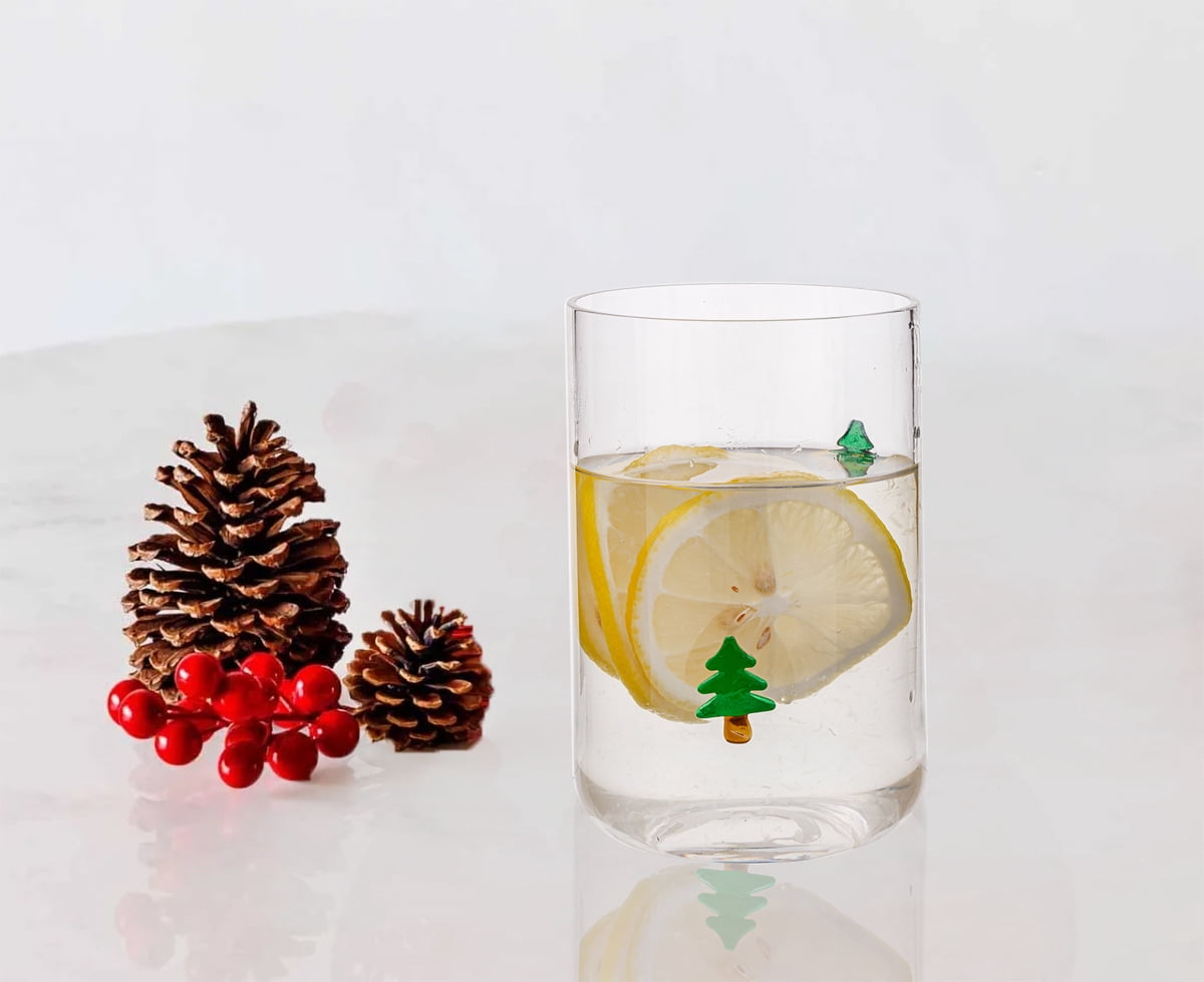Tree Charm Drinking Glass 16 OZ Holiday Time