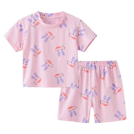 

ZMHEGW Outfits For Teens Boys Girls Short Sleeve Cartoon Prints T Shirt Pullover Tops Shorts Pajamas Sleepwear Clothing Sets For Teen Girls