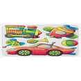 thumbnail image 1 of Cartoon Kitchen Mat, Funny Transportation Toys with Train Car Airplane Horn Balls Auto Tire, Plush Decorative Kitchen Mat with Non Slip Backing, 47" X 19", Multicolor, by Ambesonne, 1 of 1