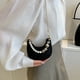 thumbnail image 3 of Bolsa De Hombro Bolso de mano para mujer, bolso de fieltro para axilas, bolso de media luna perlado, bolsos de mano sólidos (negro) Likrtyny Para Estrenar, 3 of 6