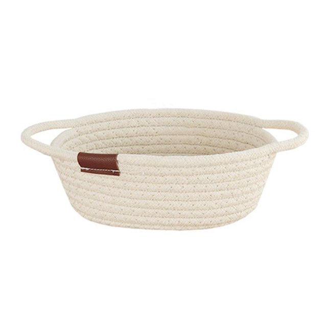 Almacenamiento Cesta De Lavandería De Cuerda De Algodón Con Asas Para Sala De Estar Dormitorio Eigraketly HA043916-01