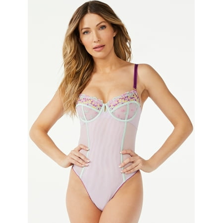 

Sofia Intimates by Sofia Vergara Women s Embroidered Thong Bodysuit