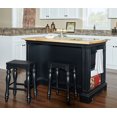 Powell Pennfield Kitchen Island & 2 Stools, Black