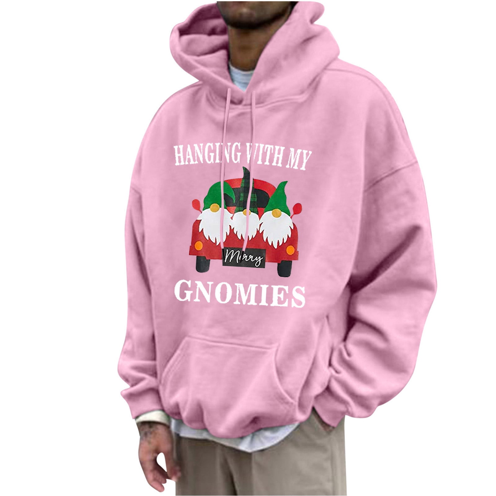 WXLWZYWL Uglu Christmas Hoodies for Men Gnome Hooded Sweatshirt Novelty Sweater Elf Long Sleeve Pullover Loose Fit Drawstring Hoodie