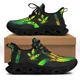 thumbnail image 1 of Zapatos planos con estampado 3D de hojas de marihuana verde para hombre, zapatillas informales de malla con cordones para otoño/primavera, talla grande 47 48, 1 of 6