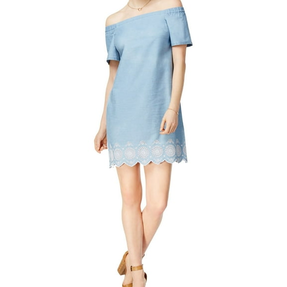 Maison Jules Womens Embroidered Shift Dress