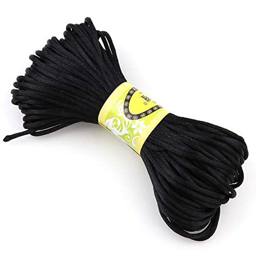 Black IME 2 MM Bugtail Satin Cord Satin/rattail Silk Cord for Necklace Bracelet Beading Cord Jewelry and Craft Cord 30 Yards 