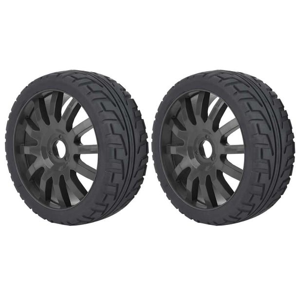 Pneu de Roue RC 1/8, 2 Pcs Pneus de Moyeu de Jante en Caoutchouc pour Voiture RC de Course sur Route