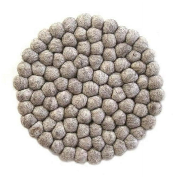 Global Groove GLG50052-02L Hand Crafted Felt Ball Trivets, Round - Light Grey