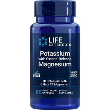 Life Extension Potassium with Extend-Release Magnesium – Heart health supplement for blood pressure support with two essential minerals – Non-GMO, vegetarian, gluten-free – 60 capsules