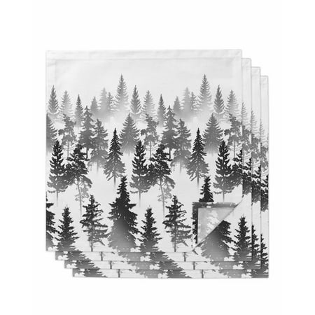 

Forest Cloth Napkins Set of 4 Farmhouse Tree Black Silhouette Washable Reusable Dinner Cocktail Napkin for Kitchen Party Wedding Banquet Holiday Baby Shower Table Decor