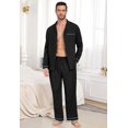 thumbnail image 7 of GIRUNS Men's Pajamas Set Soft Sleepwear Button Down Long Sleeve and Long Pants with Pocket Loungewear Sets Black 2XL, 7 of 7
