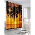 thumbnail image 3 of Fsddascl Beach Sunset Shower Curtain Set - Extra Long 72" x 96" Washable Bathtub Curtain with 12 Hooks, Ocean Coconut Orange Coastline Landscape Waterproof Fabric Stall Shower Curtains for Bathroom, 3 of 6